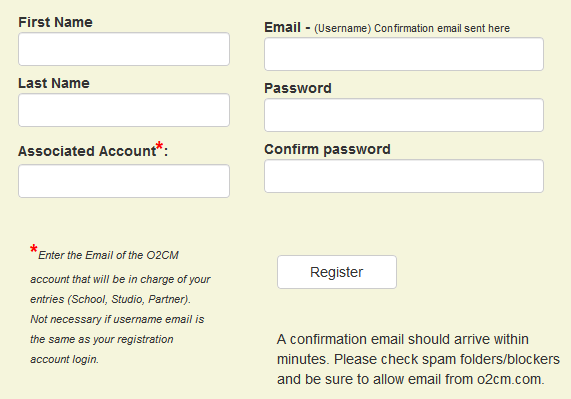 O2cm Competitor RIN Account Registration Page - at competitor.o2cm.com