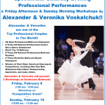 Exciting!! – By Invitation of Goldcoast Ballroom:  Alexander & Veronika Voskalchuk!! – US Open Professional Champions; One of the Top Couples in the World!!! – will present a Spectacular Saturday Evening Professional Show & Friday Evening & Sunday Morning Workshops!!