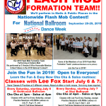 Join the Fun!! – Join our Royal Palm Chapter 2019 Flash Mob Formation Team!! – Classes in the Fun Cha & Salsa Routines Continue in August & September, until we Perform in 3 Malls on Saturday, September 21! – Come Dance with Us or Watch!!