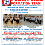 Join the Fun!! – Join our Royal Palm Chapter 2019 Flash Mob Formation Team!! – Classes in the Fun Cha & Salsa Routines Continue in August & September, until we Perform in 3 Malls on Saturday, September 21! – Come Dance with Us or Watch!!