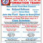 Join the Fun!! – Join our Royal Palm Chapter 2019 Flash Mob Formation Team!! – Classes in the Fun Cha & Salsa Routines Continue in August & September, until we Perform in 3 Malls on Saturday, September 21! – Come Dance with Us or Watch!!