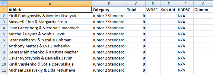 Junior II Standard - Excel - July 1, 2019