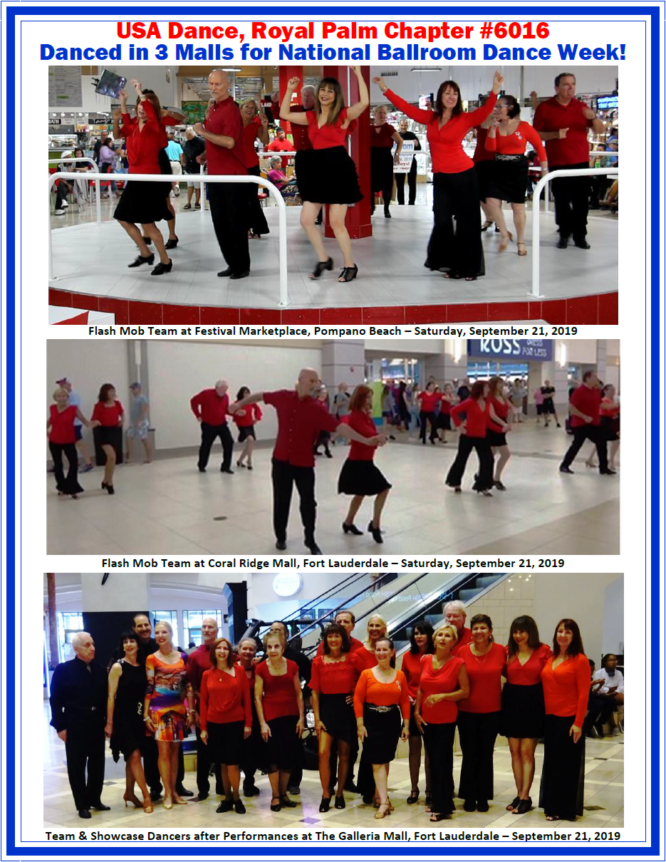 USA Dance, Royal Palm Chapter Flash Mob Team Performs in 3 Malls on September 21, 2019 - for National Ballroom Dance Week!