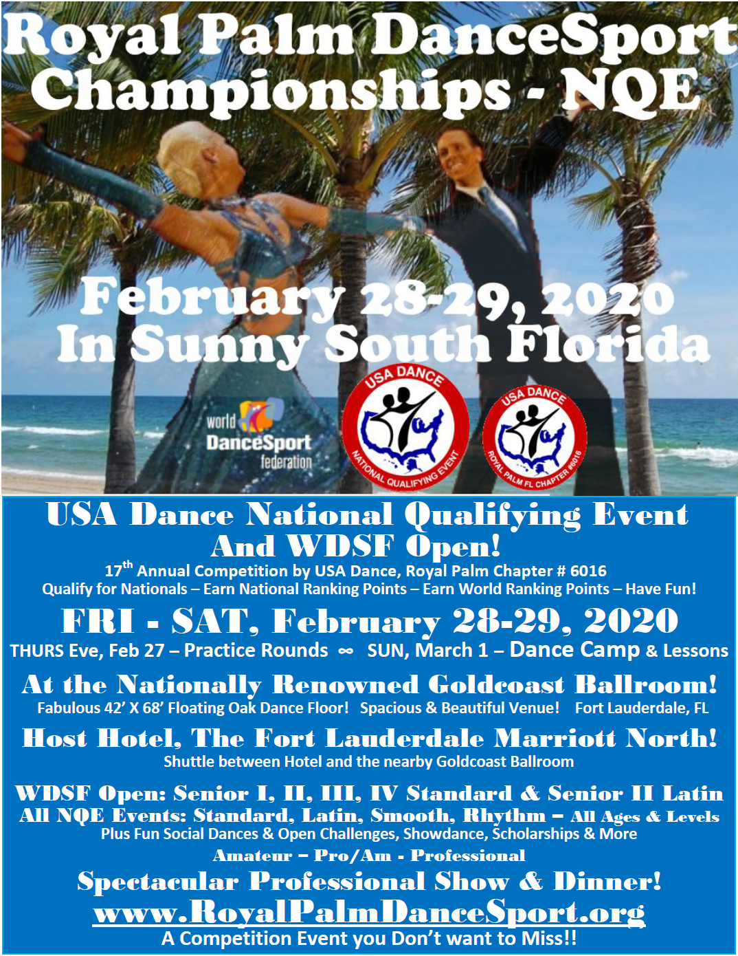 Royal Palm DanceSport Championships NQE & WDSF Open - February 28-29, 2020 - A Competition Event you Don't want to Miss!!