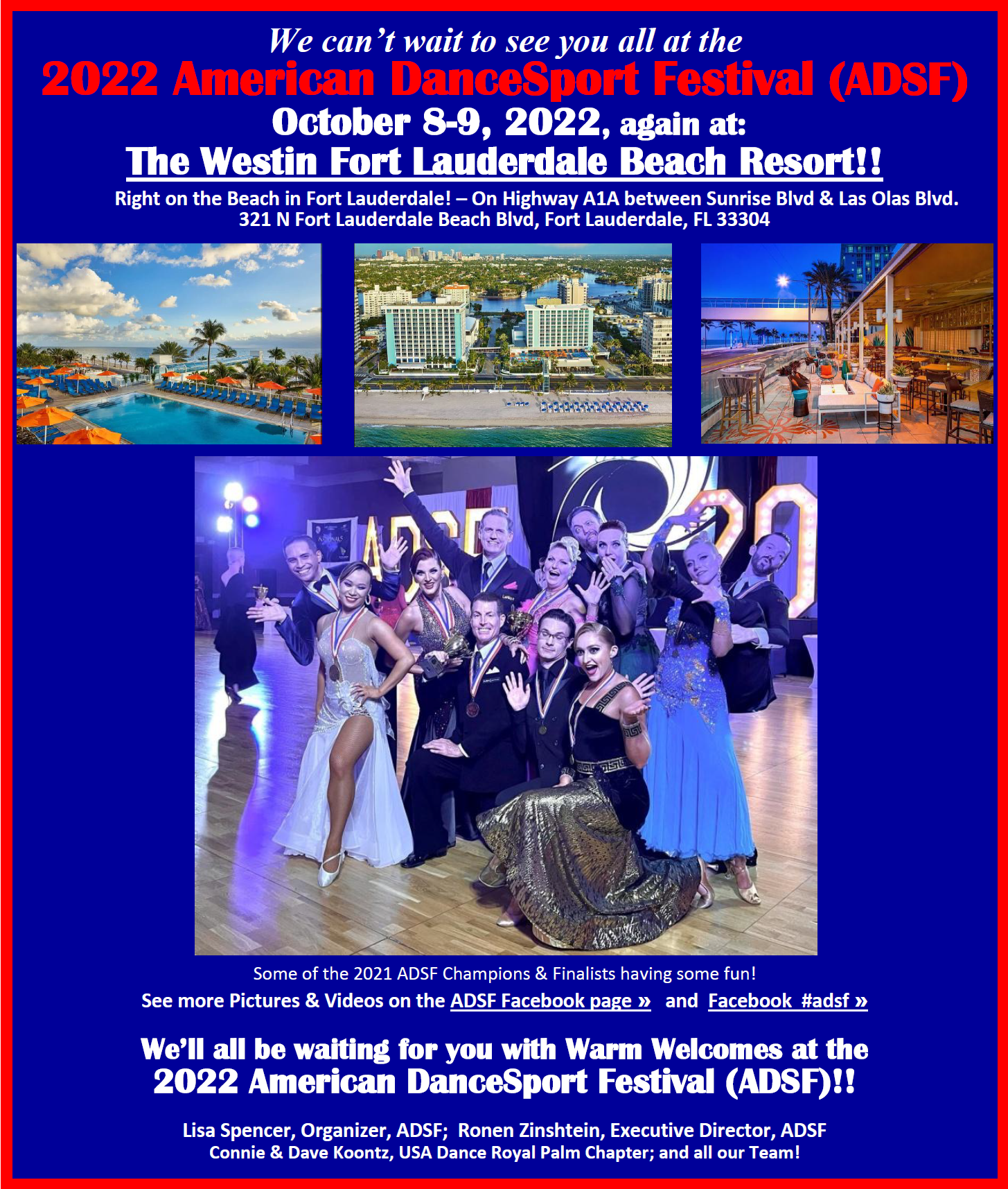 Save the Dates - October 8-9, 2022 - American DanceSport Festival (ADSF) - 2nd Annual Merged Competition with the Royal Palm DanceSport Championships!