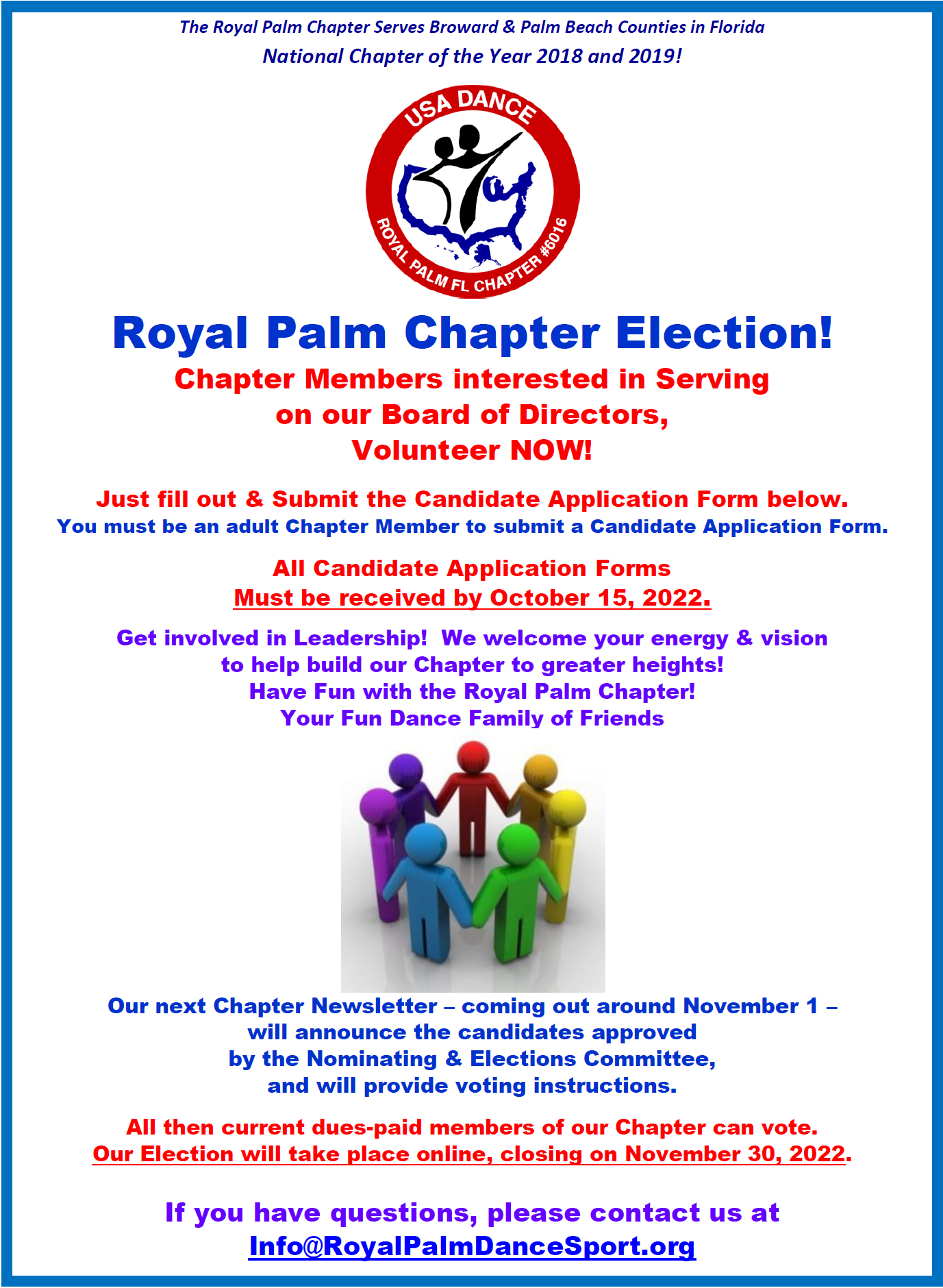 Royal Palm Chapter Election - Flyer for Candidate Application Form
