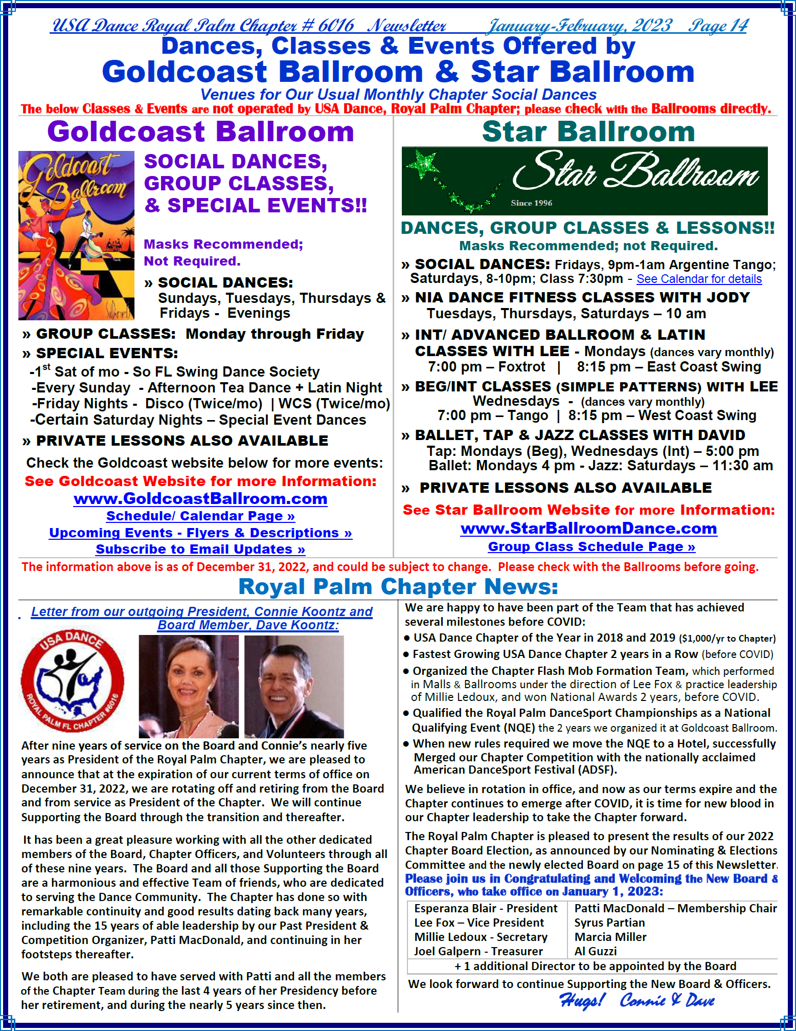 Dancing & Royal Palm Chapter News - page 14 Jan-Feb 2023 Newsletter